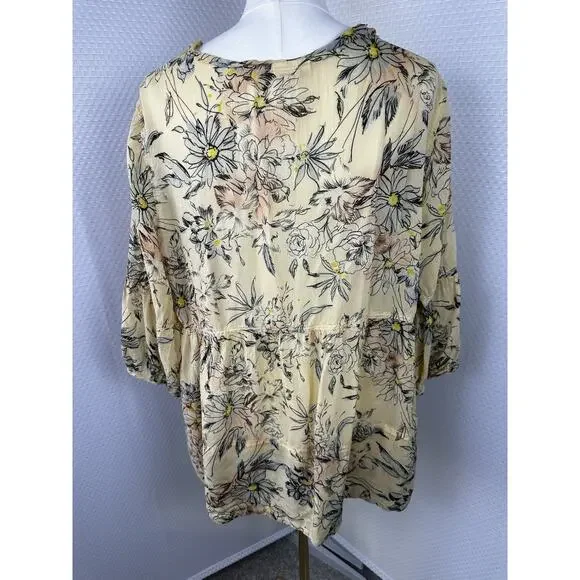 Tianello vintage Shelby boho Floral Babydoll Blouse XL Rayon $128 - Picture 11 of 11